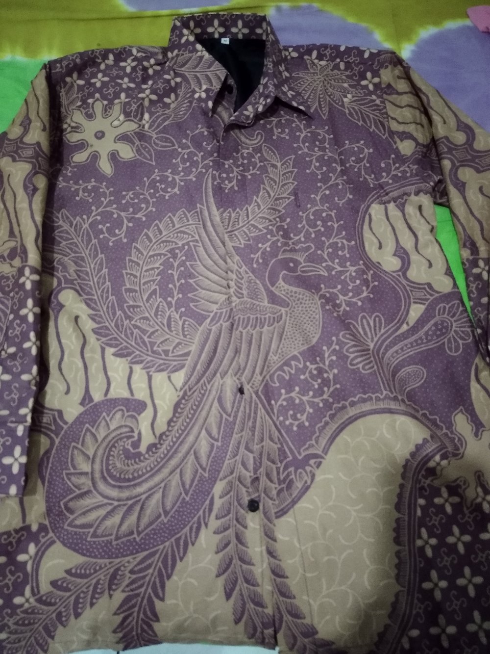 Kemeja Batik Warna Ungu Batik Pria Lengan Panjang/pendek Bahan Katun Batik Full Furing Kencono Ungu