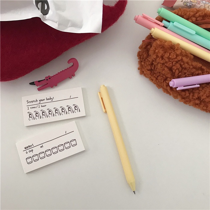 [HARU] Pulpen Mekanik Polos 0.5mm Pastel Pena Warna Macaroon Pena Tekan Karakter Bolpen Unik-Kuning