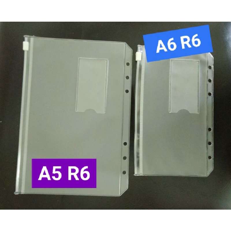Jual ziplock binder A5 A6 A7 cardbag transparan lubang 6 Ring Sleeve