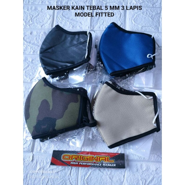 1 LUSIN MASKER KAIN 3 LAPIS MODEL FITTED TEBAL 5 MM