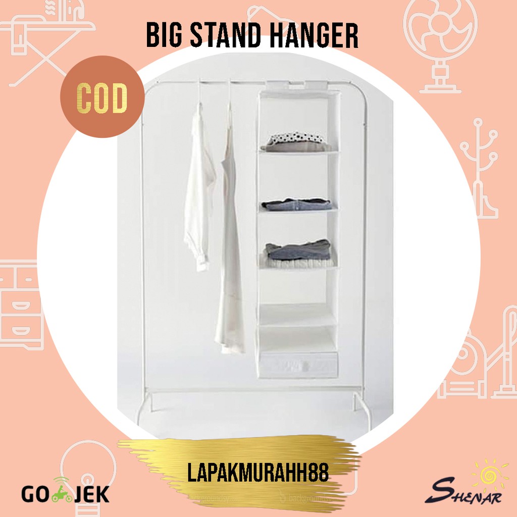 BIG STAND HANGER WHITE / GANTUNGAN BAJU,TOPI,TAS / GANTUNGAN MULTIFUNGSI / GANTUNGAN BERDIRI