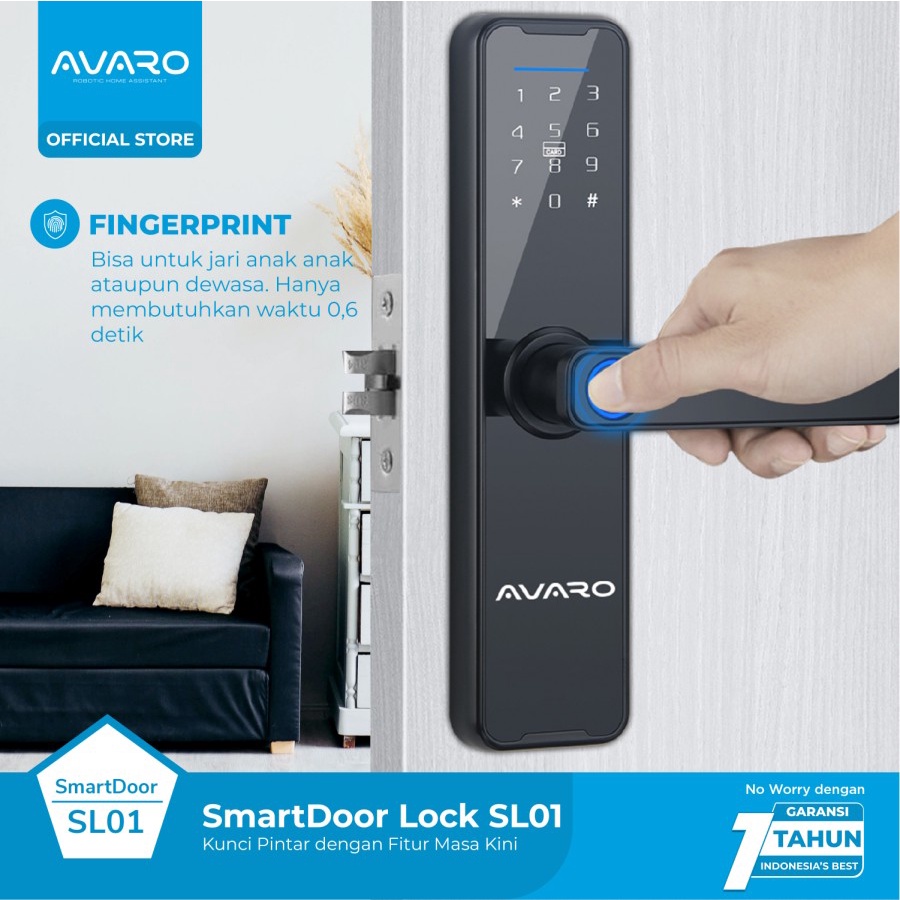 Avaro SL01 Smart Door Lock Handle RFID Pintu Fingerprint Garansi Resmi