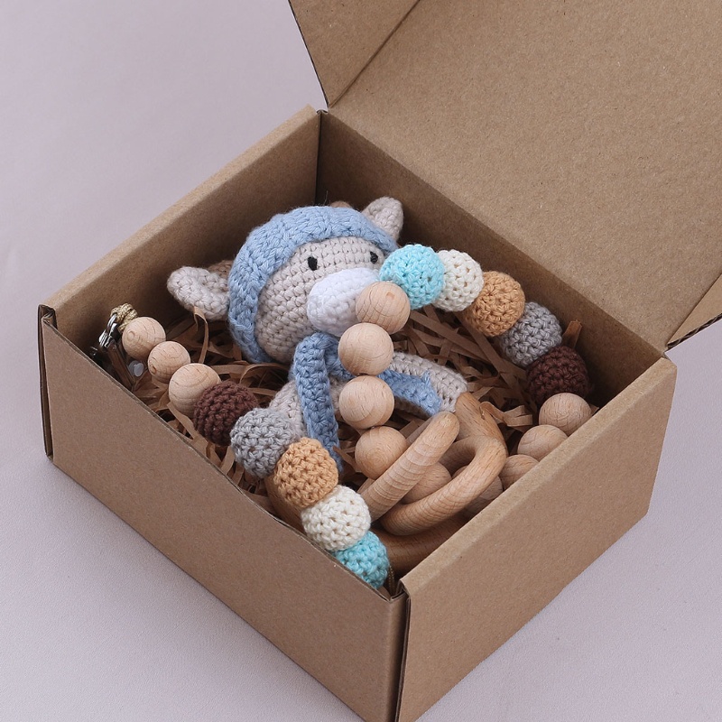 Mary Mainan Rattle Teether Bentuk Gelang Bahan Kayu Untuk Bayi