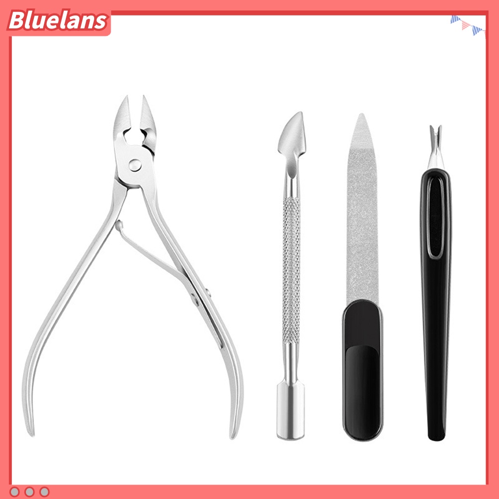 Bluelans 4Pcs / Set Gunting Kuku Kutikula / Kulit Mati Bahan Baja Untuk Manicure