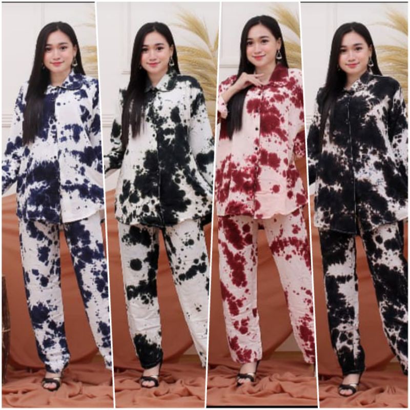 [BISA COD] Tie Dye Setelan Lengan Panjang CP Harga Grosir