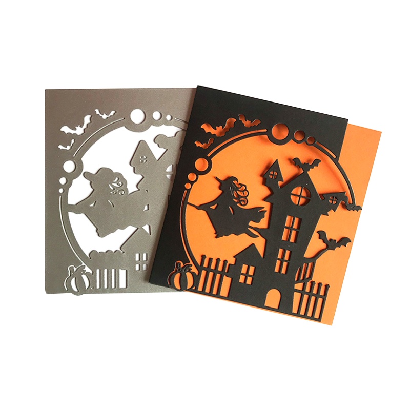 Cetakan Stensil Cutting Dies Motif Rumah Penyihir Halloween Handmade DIY Untuk Craft Anak / Dewasa