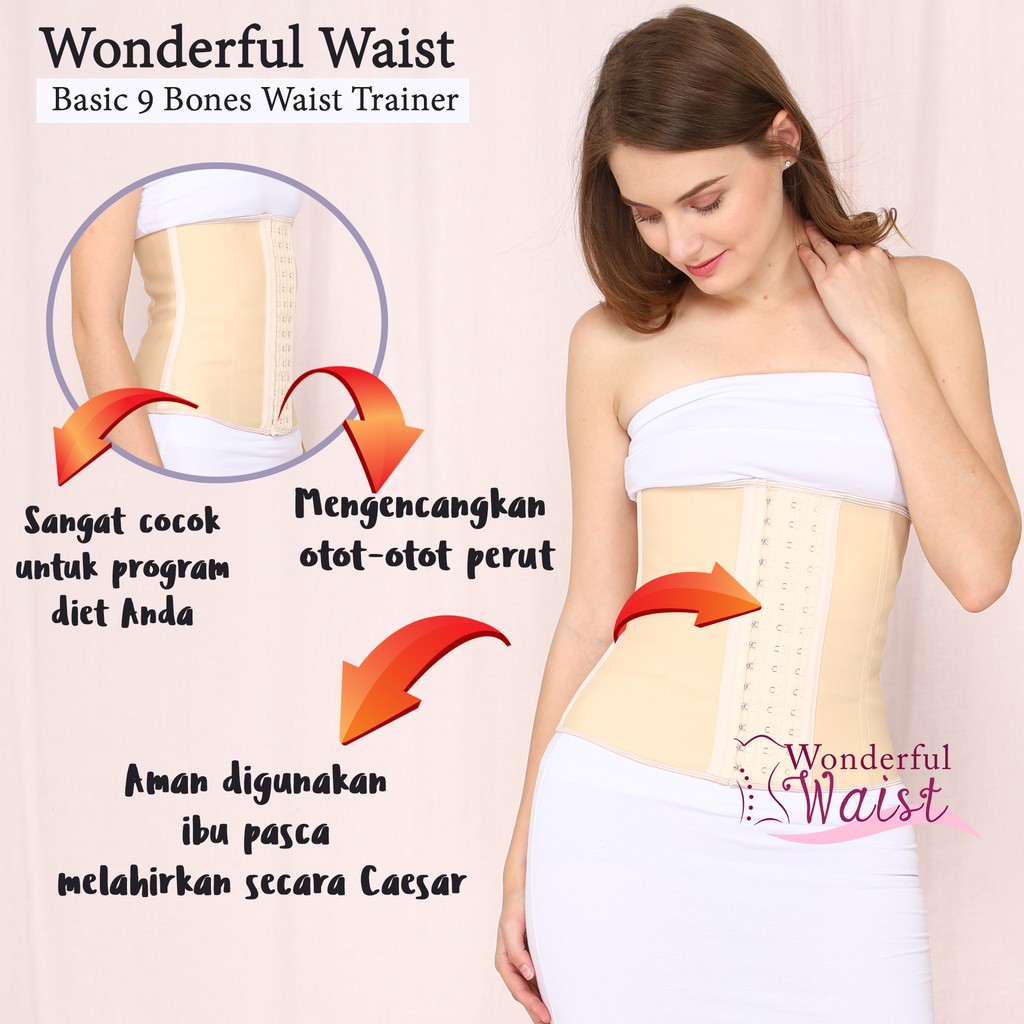 Basic korset 9 tulang / korset melahirkan / korset perut / korset pinggang / 9 steel bones corset