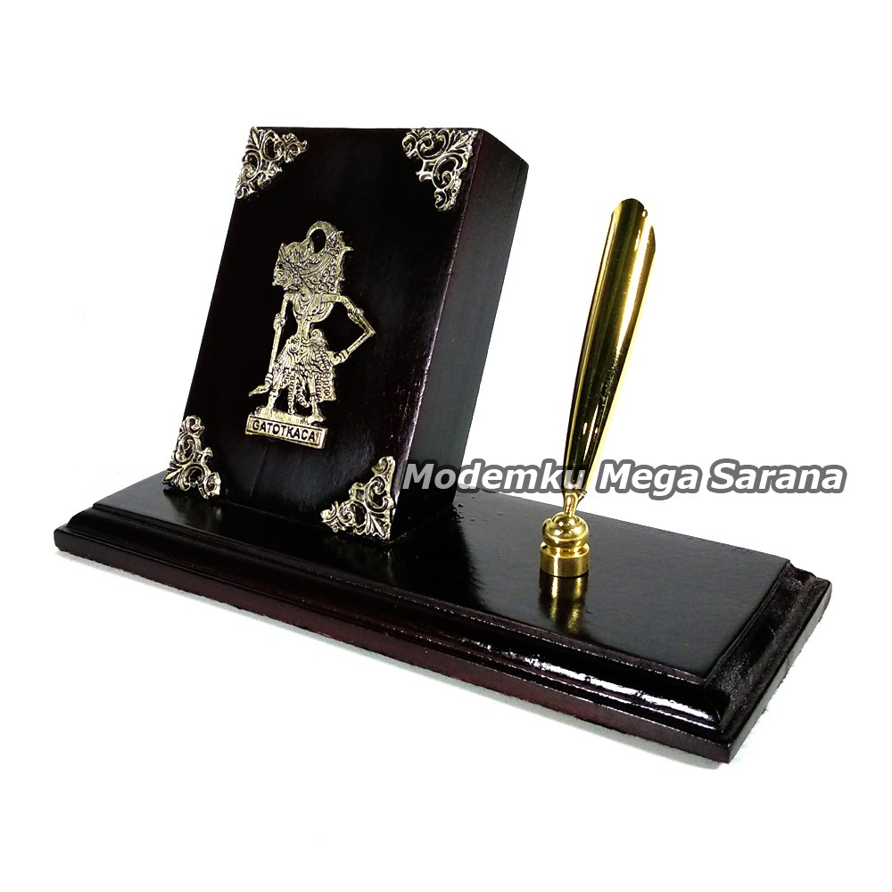 Tempat Bolpoin + Kartu Nama Kayu Wayang Bima Werkudara 16x7x12 cm