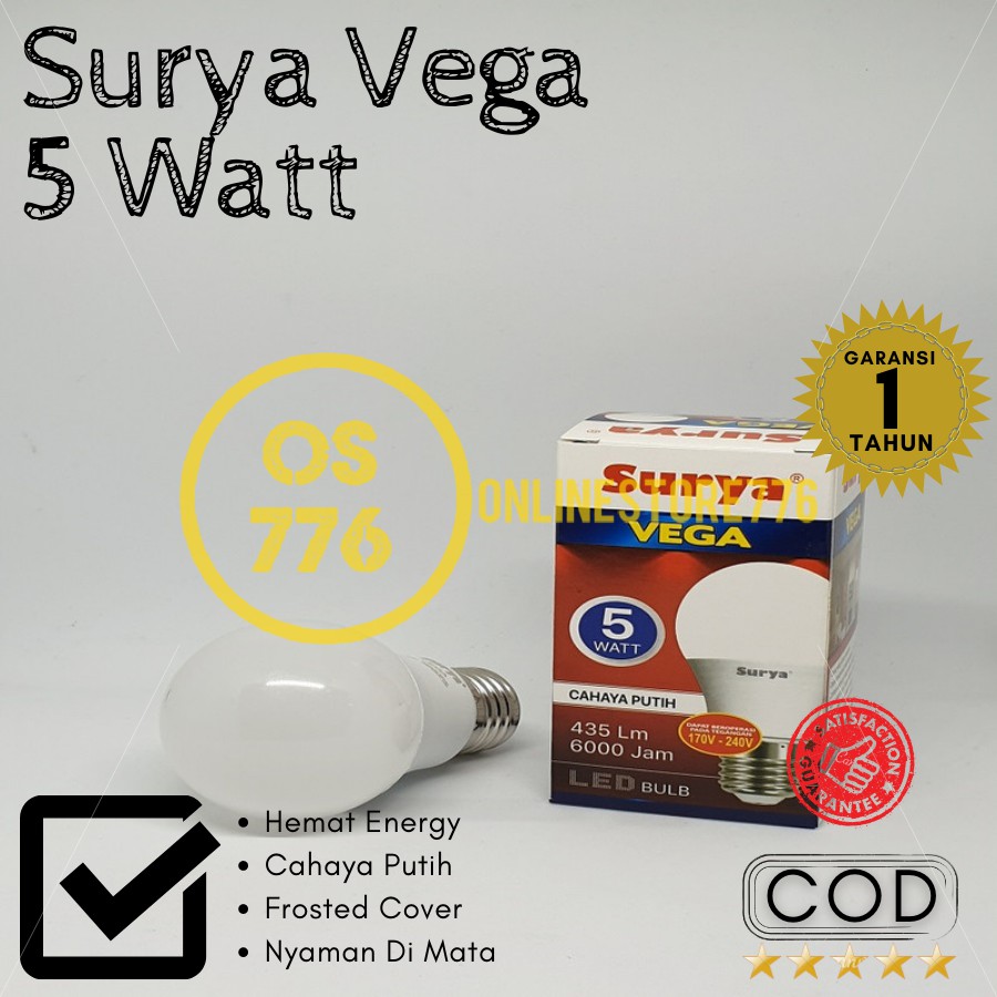 Lampu Surya Vega 5w Lampu LED 5 Watt Bohlam