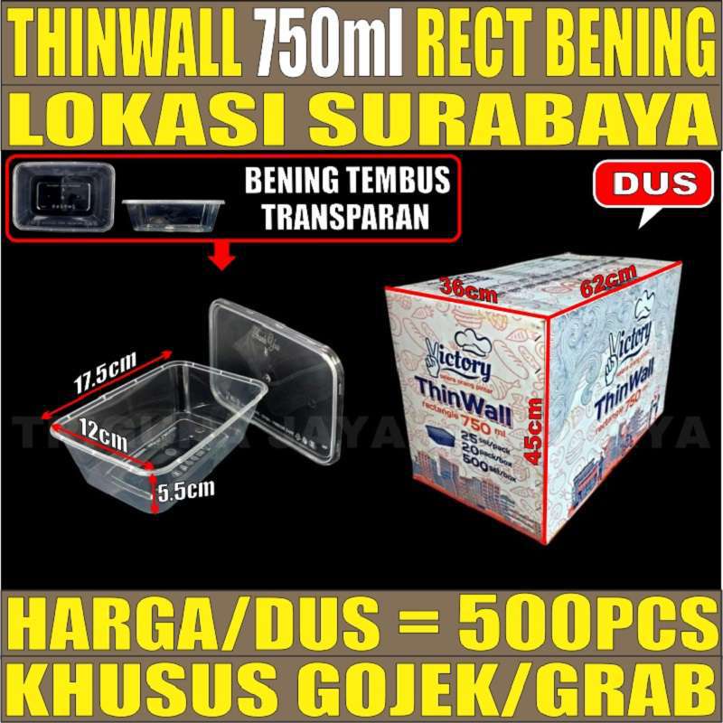 Thinwall 750 ml 500pcs Food Container Box Tempat Kotak Makan 750ml Dus Thinwal Murah Surabaya