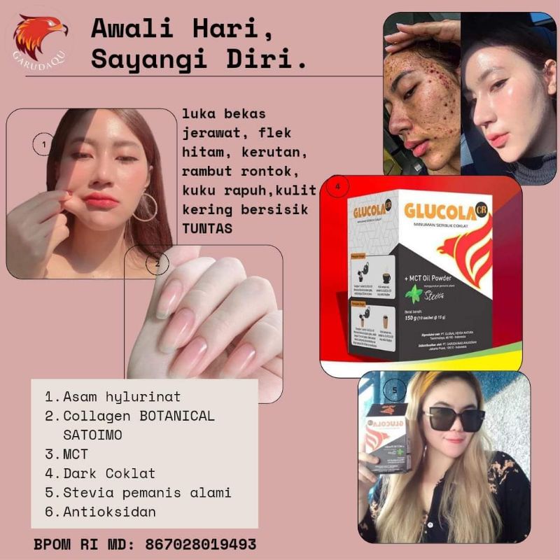 [BISA COD] GLUCOLA CR Botanical SATOIMO  Mengandung MCT Oil Powder + 17 Asam Amino + Ha Hyaluronic A