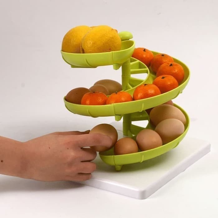 VOM DMR Spiral Egg Holder Multifunctional Tempat Telur dan Buah Multifungsi 0588