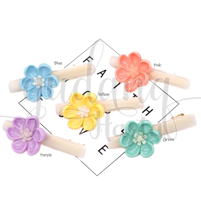 Jepit Rambut Simple Pastel Flower Hairclip Motif Bunga Polos GH 201972