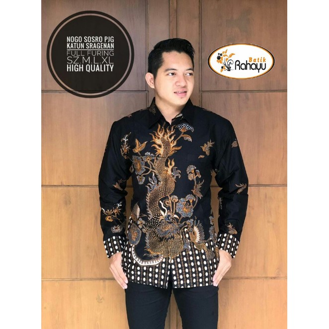 Kemeja batik pria lengan panjang pendek Nogo Sosro  berfuring