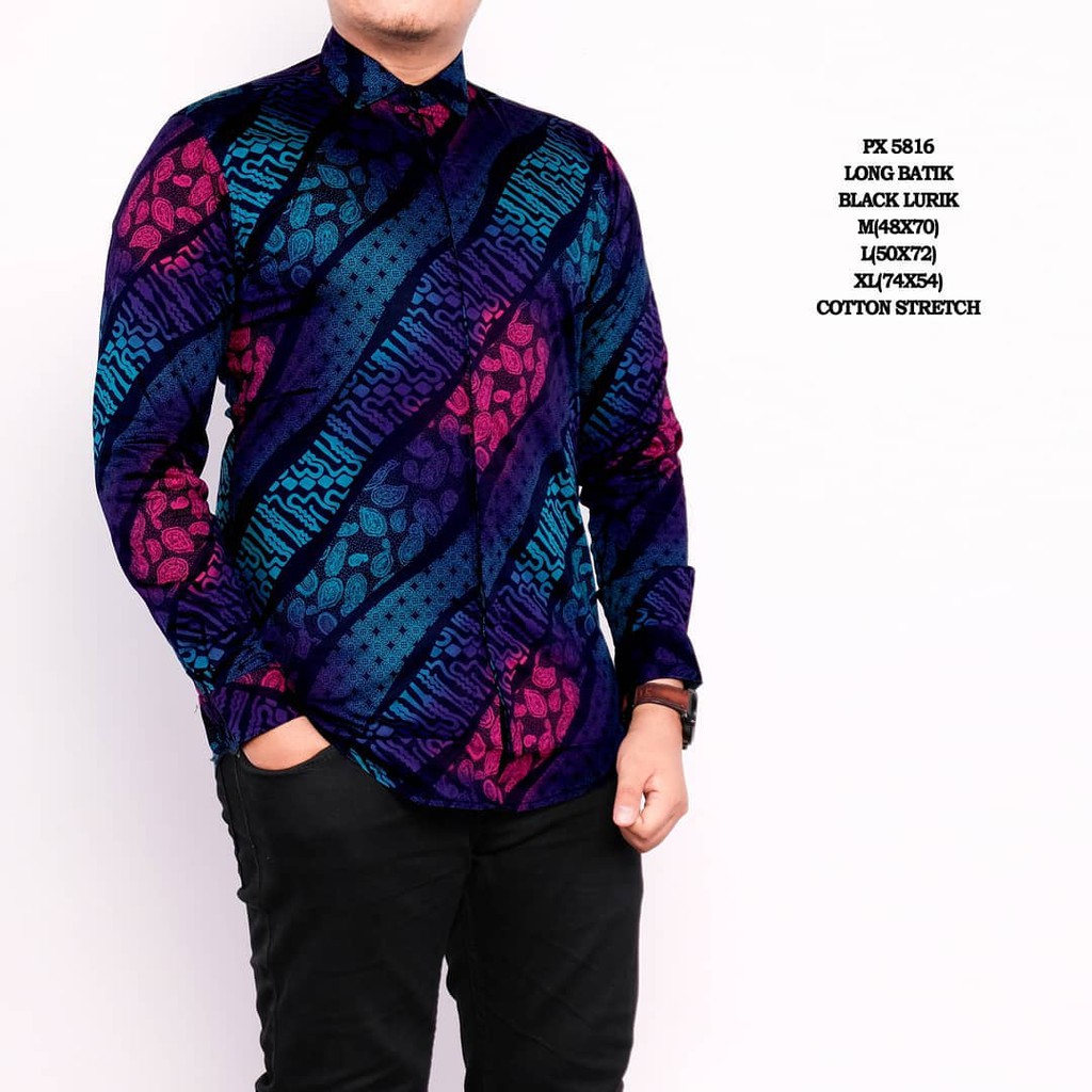 KEMEJA BATIK PRIA LENGAN PANJANG BLACK LURIK