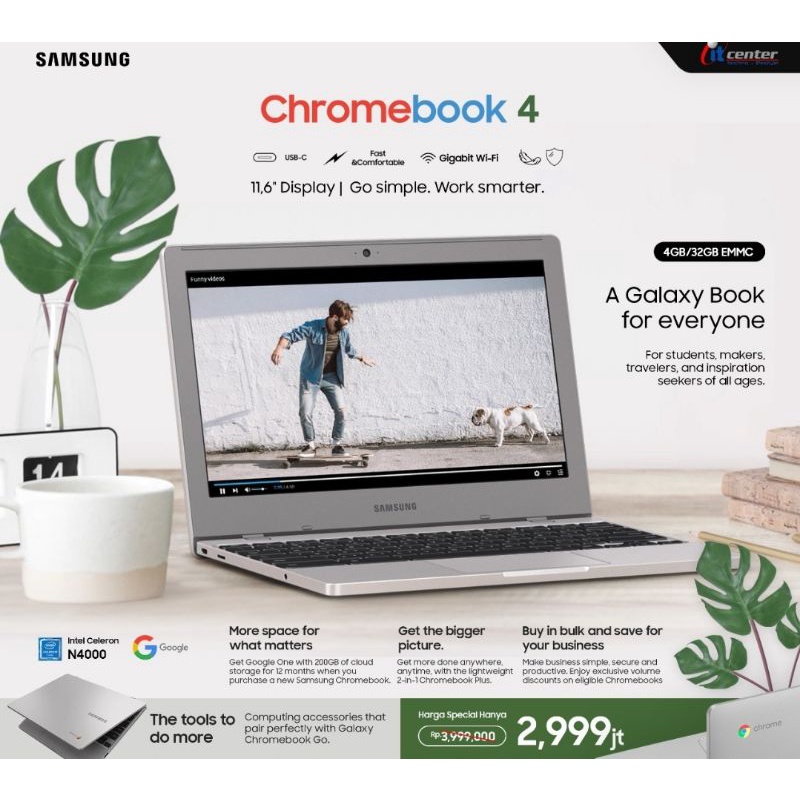 Samsung Chromebook 4 4/32GB 11.6in Garansi samsung Resmi SEIN