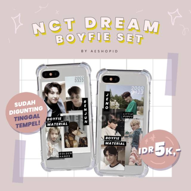 (NC-002) DIY sticker case NCT Dream boyfie pack tumblr aesthetic stiker hp kpop 127 jeno jisung chenle jaemin