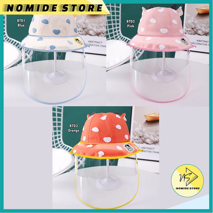 TOPI ANAK BUCKET FACESHIELD PELINDUNG WAJAH ANTI VIRUS PEREMPUAN LAKI LAKI MOTIF SAPI BTD-7