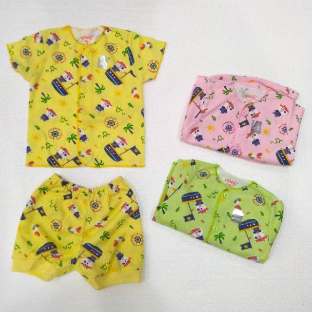 ISI 3 Baju stelan piyama bayi newborn bahan halus pasangan lengan pendek Makassar