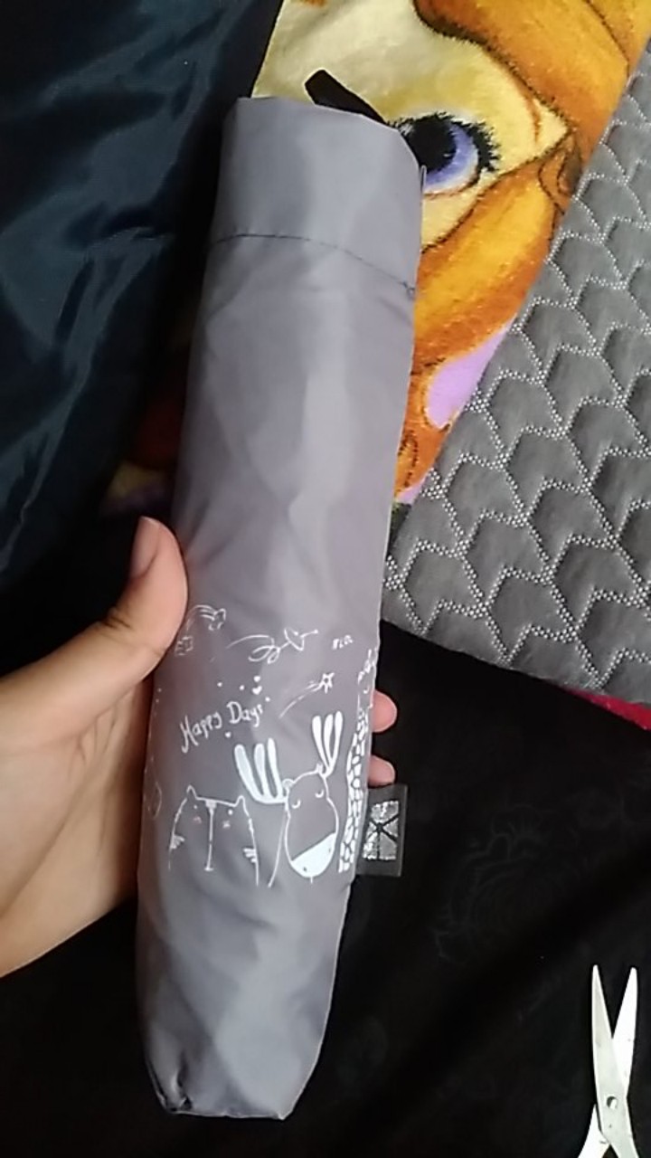 Payung Lipat 3 / Motif Kebun Binatang / Lapis Hitam / Anti Uv / Jktumbrella / Grc - 352a