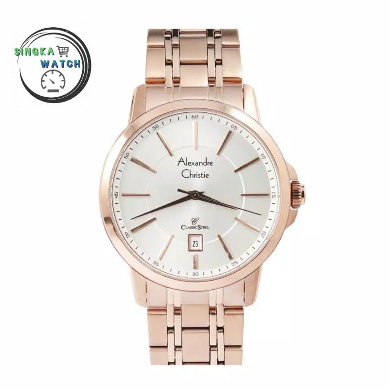 JAM TANGAN COWOK ALEXANDRECHRISTIE AC ORIGINAL SERI 8636MD ROSEGOLD