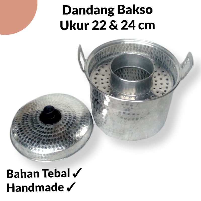 Dandang Bakso / Panci Bakso / Baso Alumunium Bahan Tebal Ukuran 22, 24 cm (PO)