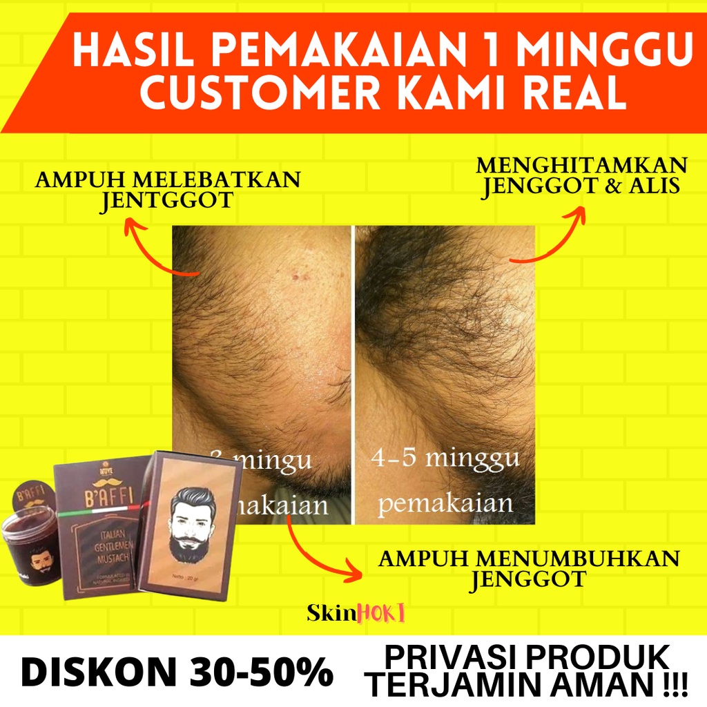 PENUMBUH BEWOK PEMANJANG JENGGOT KUMIS JAMBANG BAFFI CREAM 20gr PENUMBUH RAMBUT ORIGINAL BPOM