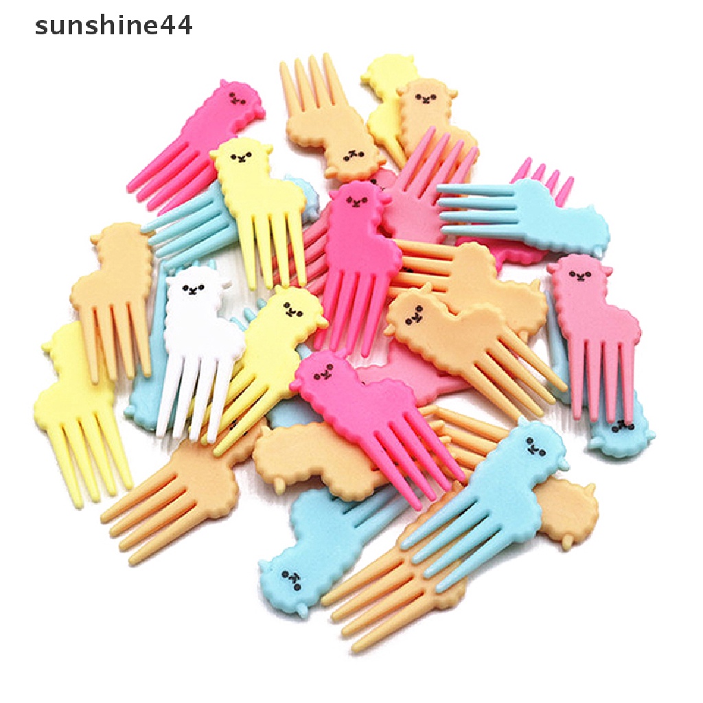 Sunshine 10pcs Tusuk Gigi Mini Bentuk Kartun Hewan Alpaca Untuk Buah / Kue