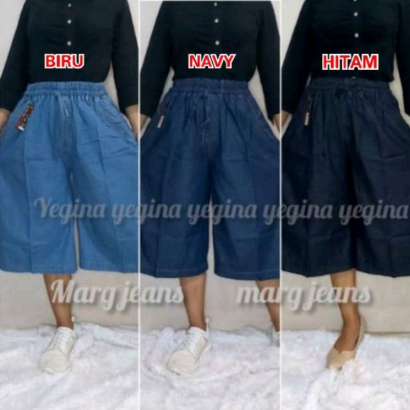 Celana Kulot Soft Jeans Pendek 7/8,Size Standar (45-65Kg) Dan Jumbo (65-95Kg) / Jeans Premium