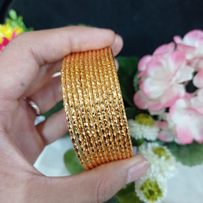 gelang tangan kroncong dewasa isi 12 pcs, gold