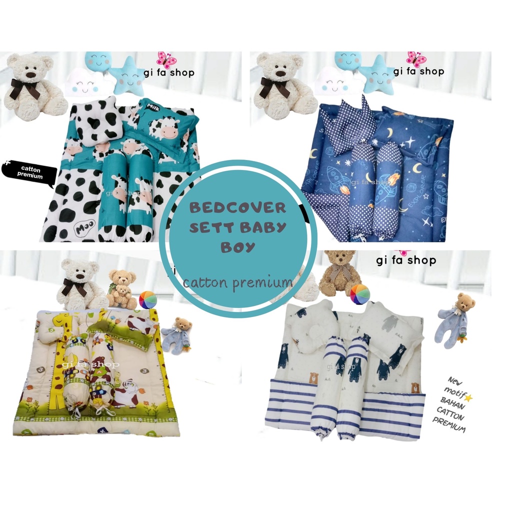 Bed cover sett bayi motif cowok/matras bayi cowok/bed cover murah