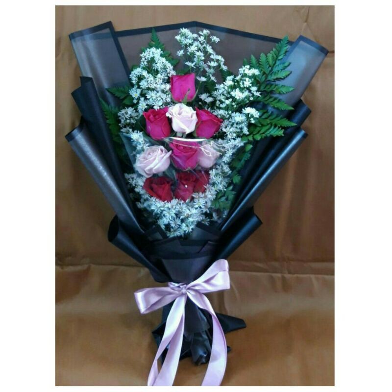 Buket Bunga Mawar Asli Premium Wrap