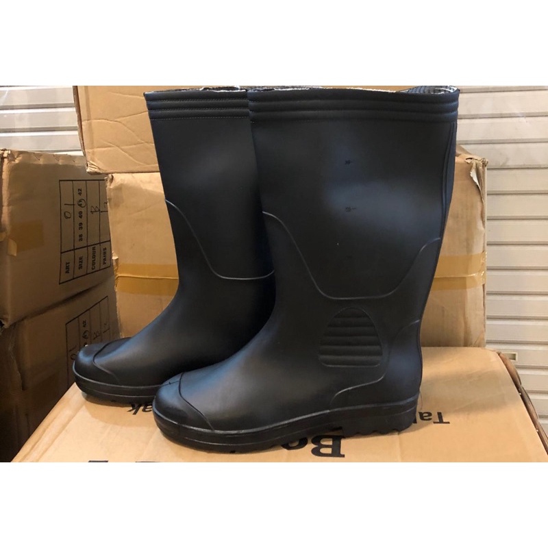 BISA COD SEPATU BOOTH SAFETY HITAM KARET TINGGI / PENDEK MURAH