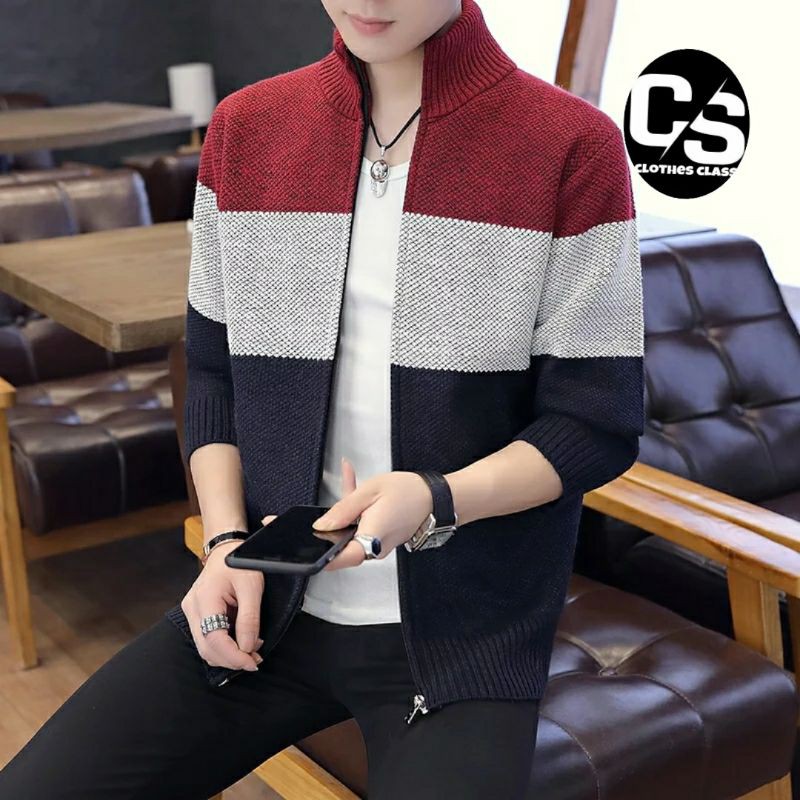 Sweater Rajut Pria / Sweater Kerah Tinggi Kualitas Premium