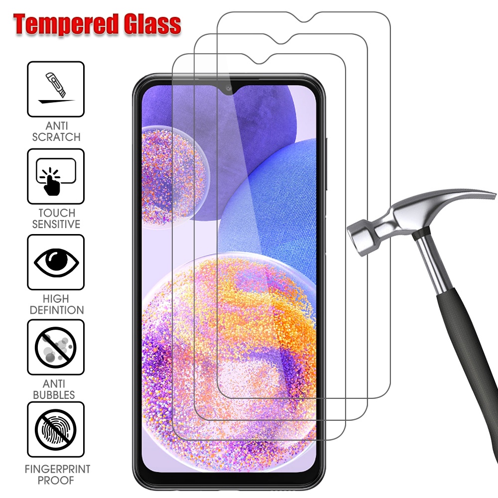 1pc Pelindung Layar Tempered Glass HD Bening Anti Gores / Sidik Jari Untuk Samsung Galaxy A23