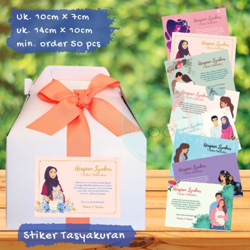 Kartu Tasyakuran Kehamilan & Stiker Tasyakuran Kehamilan | 7 atau 4 Bulanan | Tahan Air dan cuaca-2
