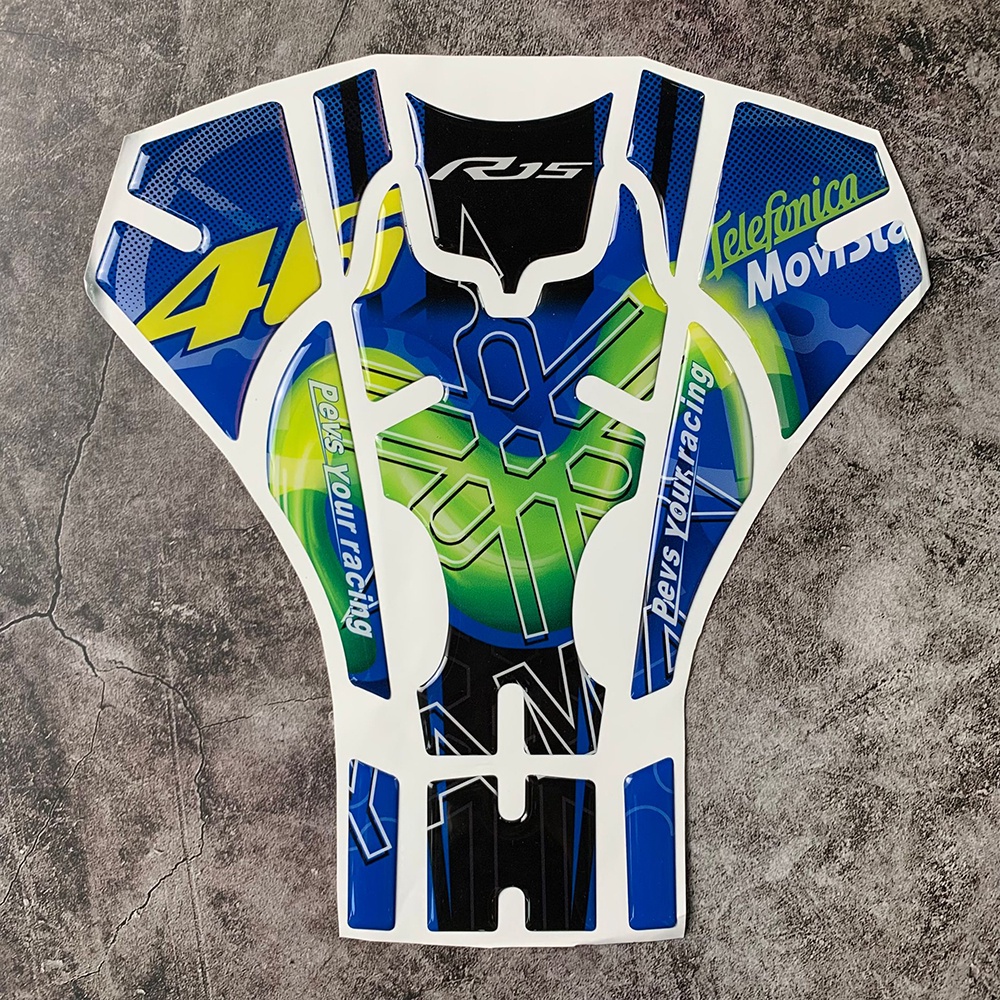 Stiker Pelindung Tangki Bensin Motor YAMAHA R15 Bentuk Tulang Ikan 3D Anti Slip