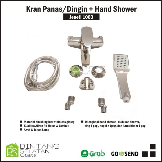 KRAN PANAS DINGIN  BATHTUB MIXER FULLSET WITH HAND SHOWER JENETI