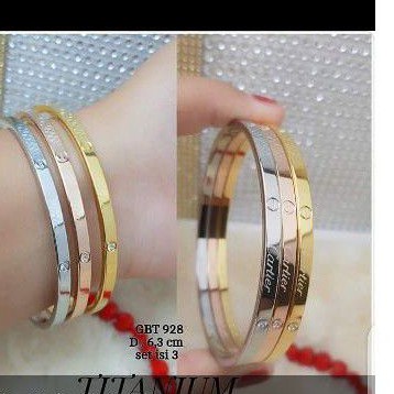 gelang keroncong titanium Cartier kombinasi