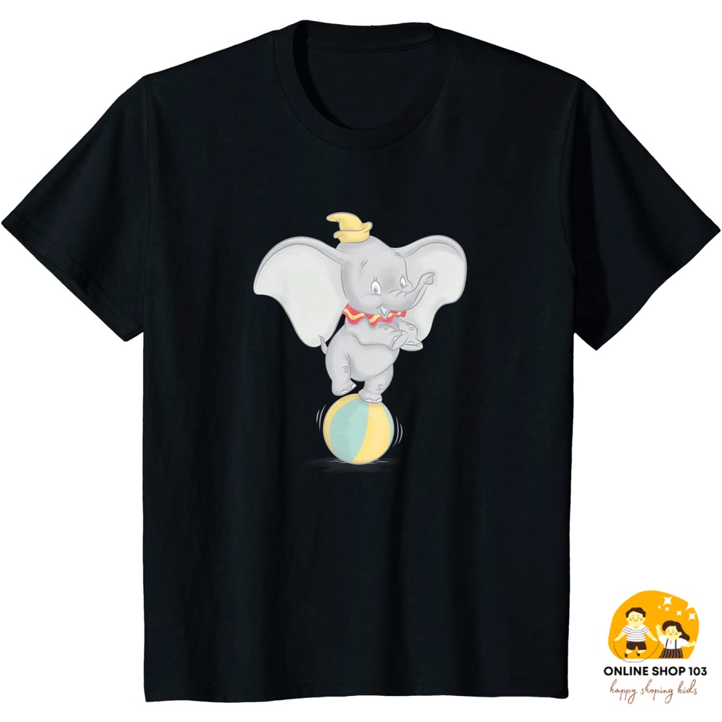 Baju Anak Disney Classic Dumbo Balancing Ball Watercolor T-Shirt Kaos Anak Pakaian anak Fashion Bayi