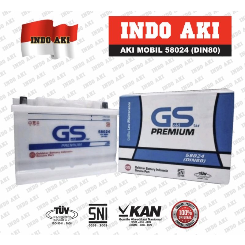 Aki Mobil Basah DIN 58024 12V 80AH BMW MERCY PORSCHE LAND ROVER TOYOTA INNOVA REBORN DIESEL AUDI VOL