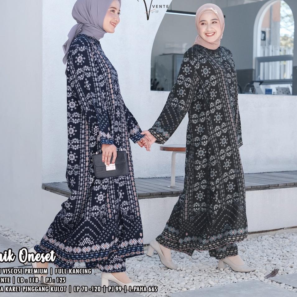 Vente Daily Etnik One Set Jumbo Rayon Motif Abstrak / Setelan Muslim Wanita LD 120 / Long Tunik Busu