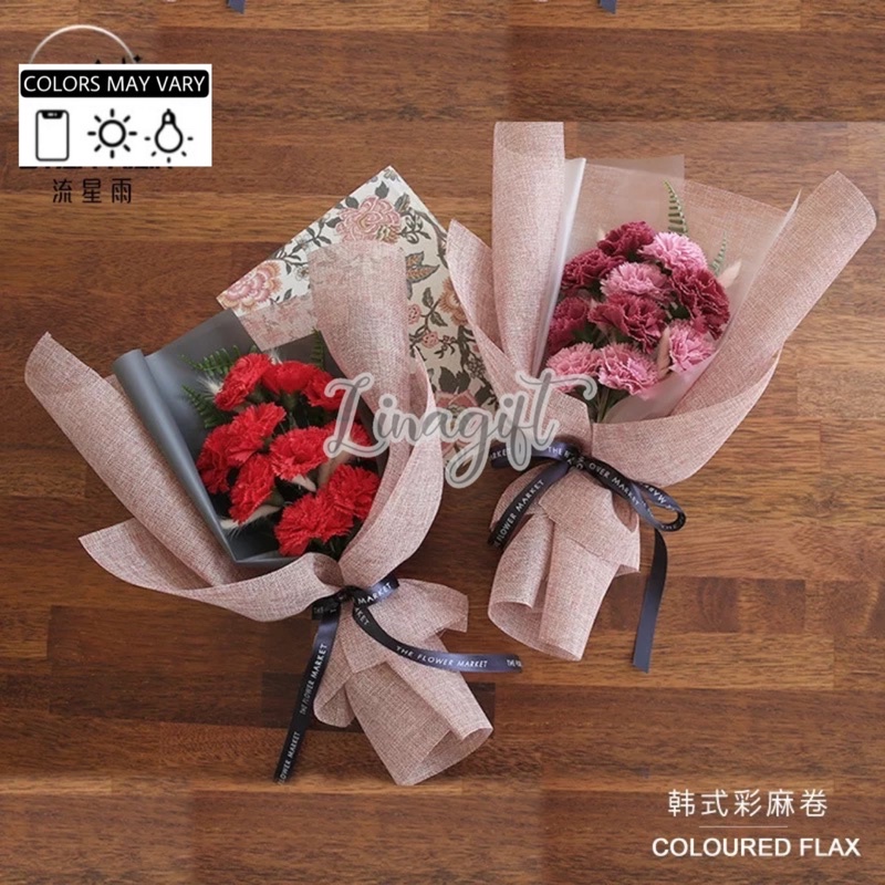 ( 1 Yard-50x80 ) FLOWER WRAPPING ROL - KOREAN MESH JUTE - KERTAS BUNGA BURLAP BUKET /  FLORIST GONI POLINET