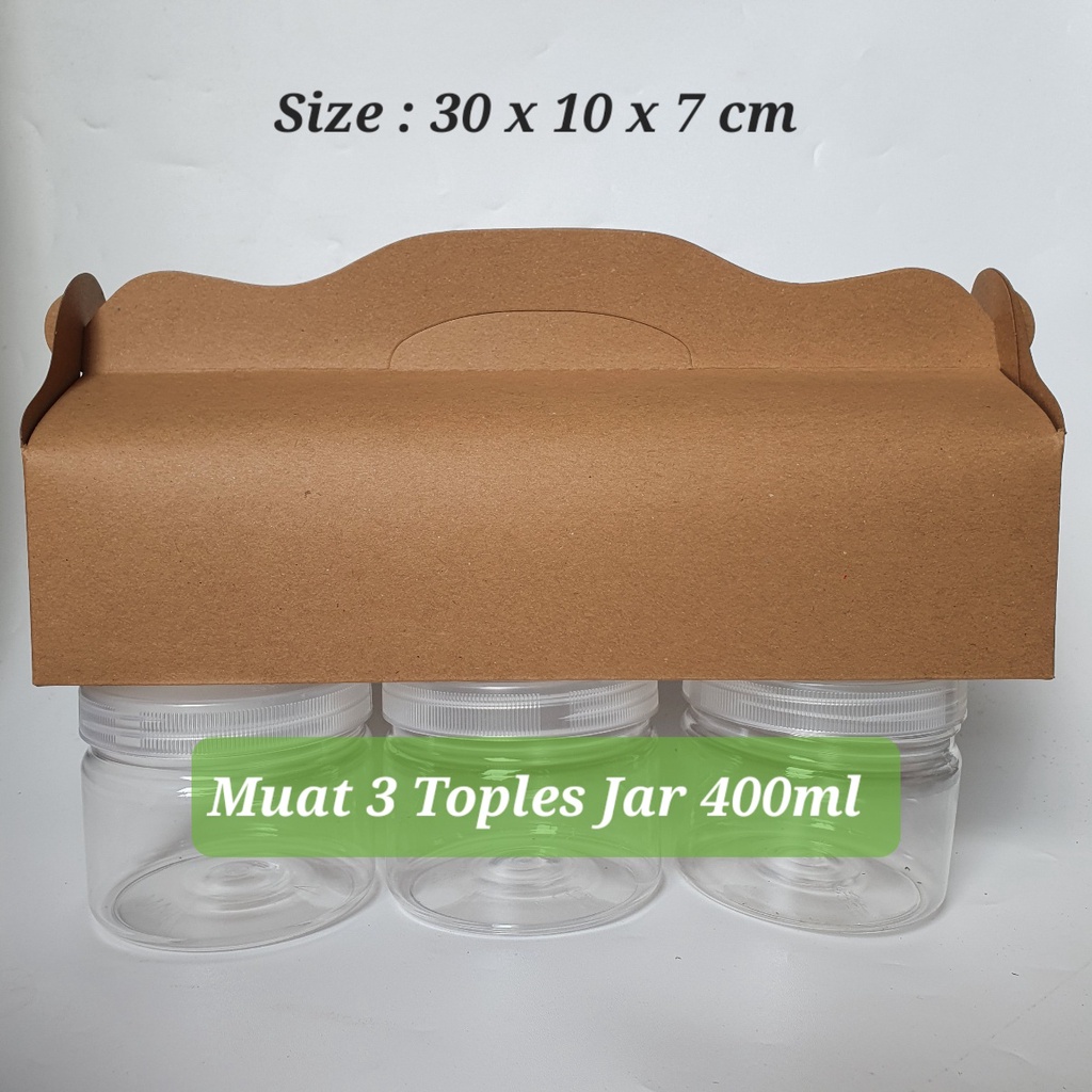 

Dus Kraft Gable Box Brownies Bolu Gulung 30x10x7cm Muat 3 Toples Jar 400ml