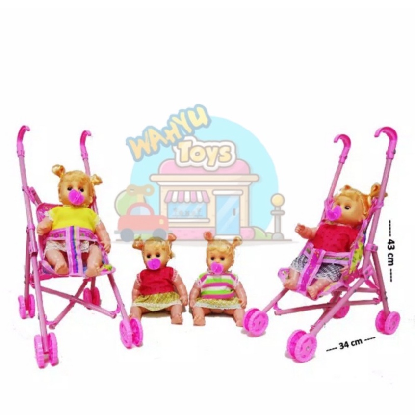 MAINAN STROLLER BONEKA LIPAT MURAH KERETA DORONG BONEKA LIPAT