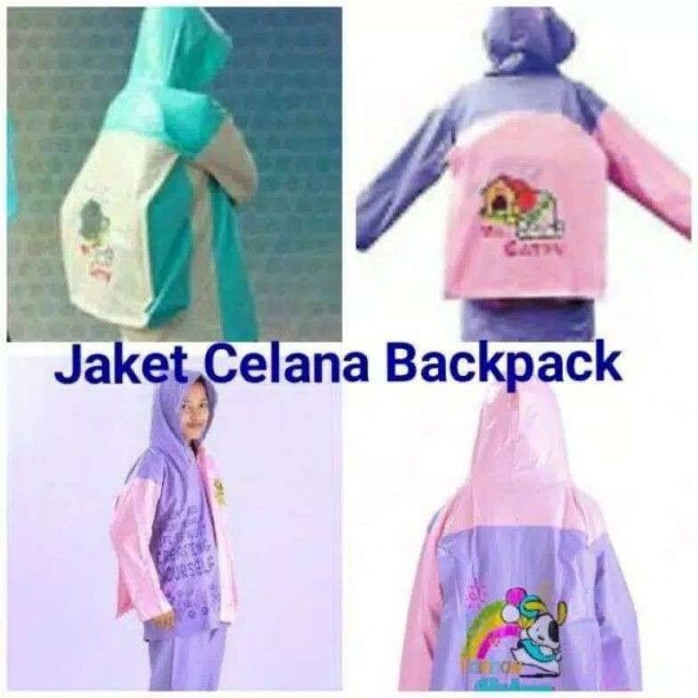 Jas Hujan Anak Remaja Stelan Setelan Elmondo Backpack Tas 606 TERMURAH jaket celana cakep