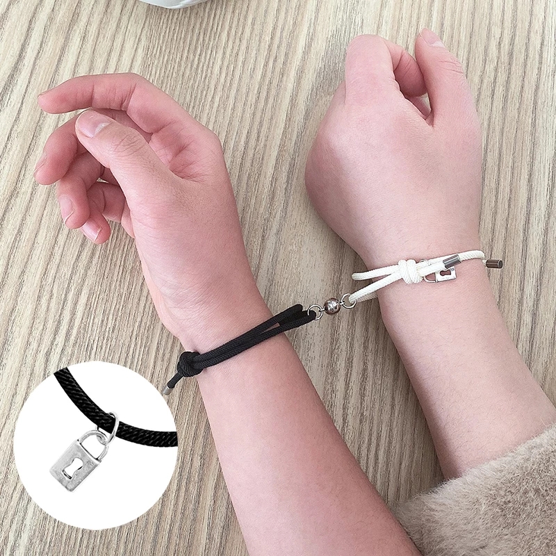 2pcs Gelang Tali Persahabatan Magnetik Kreatif Untuk Pasangan