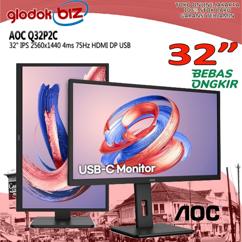 Monitor LED AOC Q32P2C 32" IPS 2560x1440 4ms 75Hz HDMI DP USB