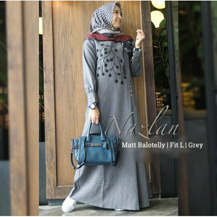 Gaun / dress wanita / cewe baju gamis wanita aplikasi bordir untuk pesta kerja hadiah kado