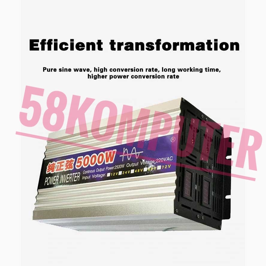 Power Inverter Mobil 5000W Mengubah arus DC ke AC DC 12V/24V to AC 220V 5000W 2 USB Port LED